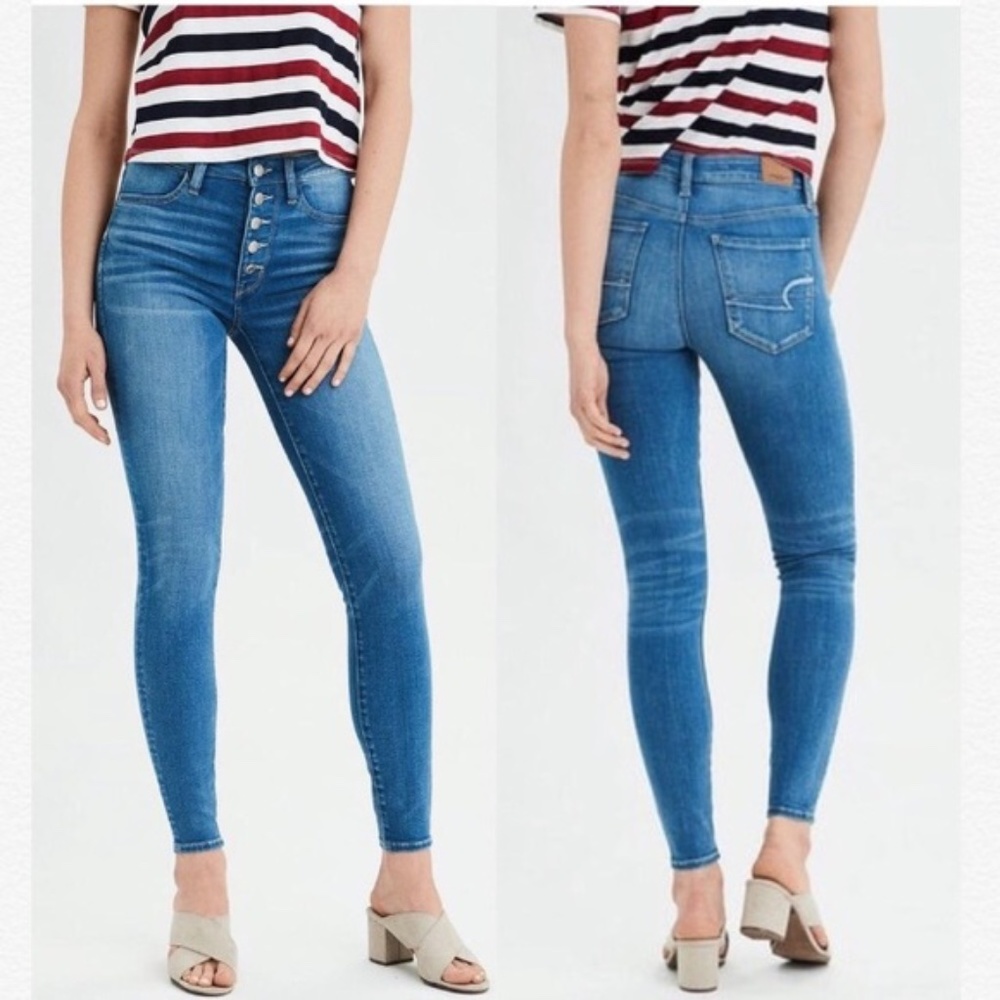 AEO button-front high-waisted skinny jeans